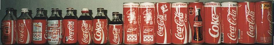 third row of coke bottles