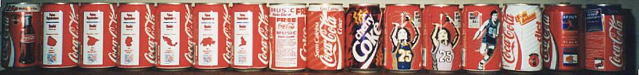 eigth row of coke bottles